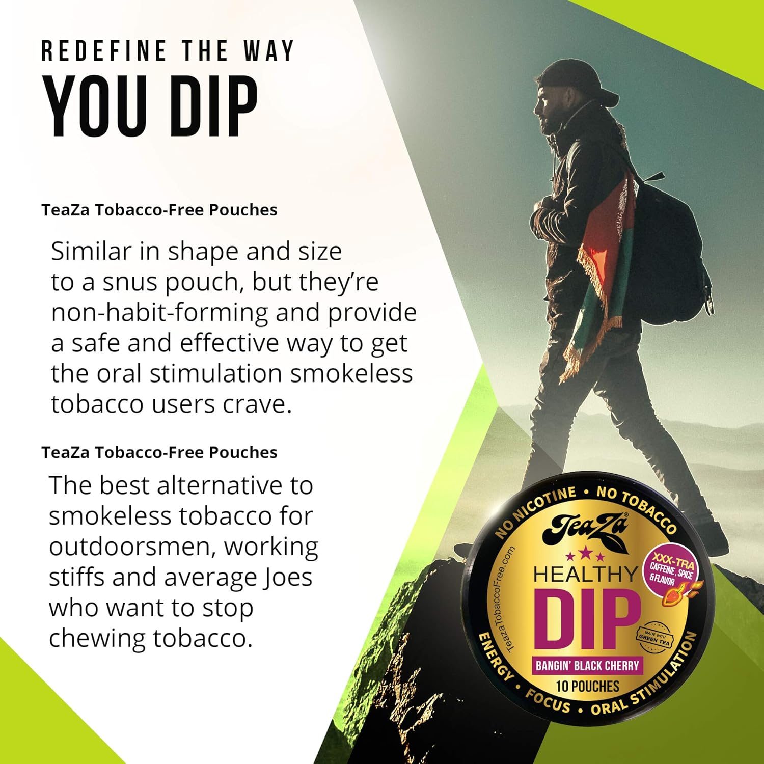 NEW Teaza Herbal Energy Pouch Mixed (4 pack) Peppermint-Tropical-Cool Mint Chill-Banging Black Cherry: Health & Personal Care