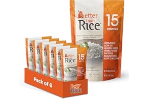 BETTER THAN NOODLES Better Than Pasta Organic Shirataki Rice – USDA Organic, Zero Net Carbs, Keto & Diabetic Friendly, Gluten-Free, Wheat-Free, Low-Calorie, Plant-Based, Non-GMO, No Odor, Ready-to-Eat Konjac Noodles – 14oz (Pack of 6)