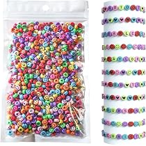 Kit 1550 Perles Lettres Alphabet Noires - 31 Styles Avec Ficelle - Pour Bracelets DIY, Bijoux