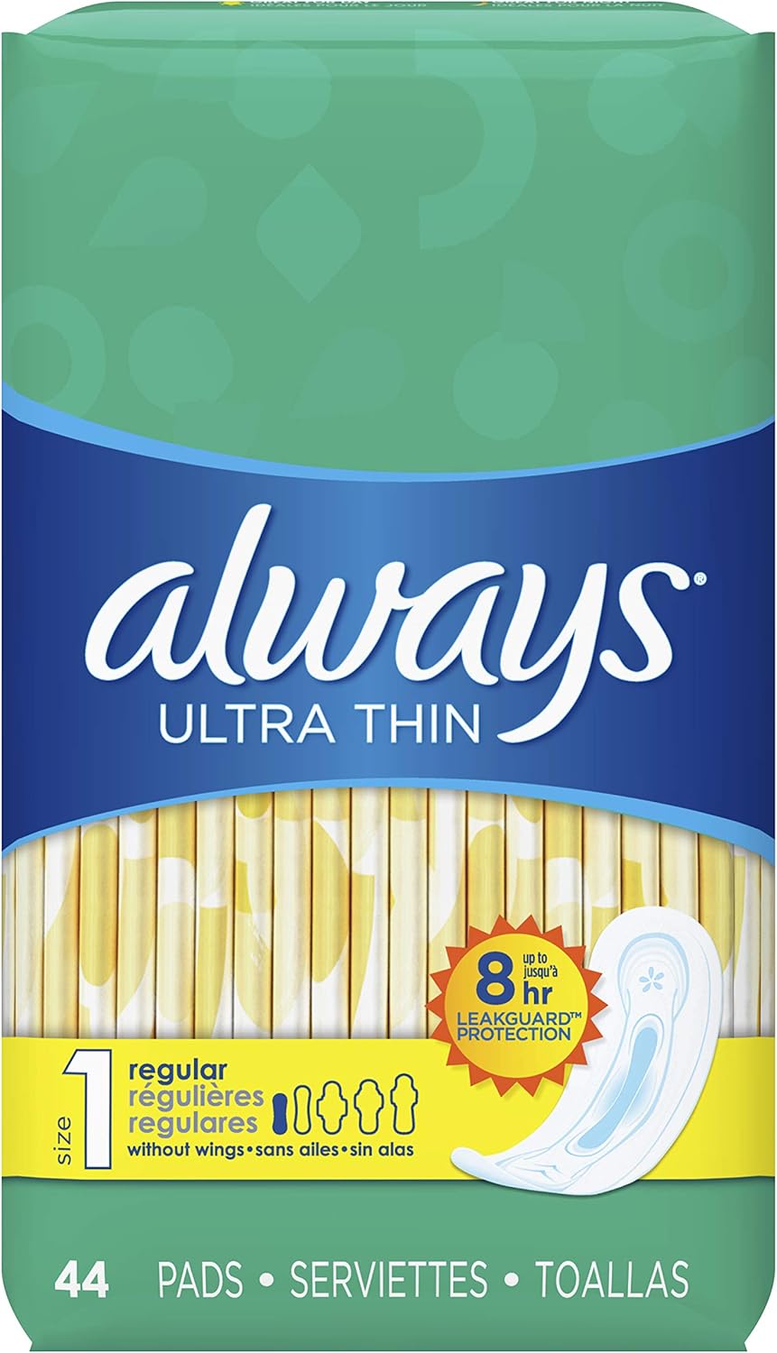 ALWAYS Ultra Thin Size 1 Regular Pads Without Wings Unscented, 44 Count, pack of 3: Health & Personal Care