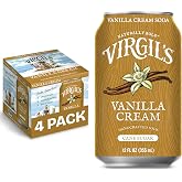 Virgil's Handcrafted Vanilla Cream Soda, Pack of 4 (12 fl oz Cans each) | Caffeine-Free Vanilla Cream Soda with Cane Sugar &amp; Natural Flavor, No Artificial Flavors &amp; Preservatives, Vegan &amp; Gluten Free