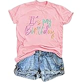 Birthday Outfits for Women Sequin Birthday Girl Shirt Party Gift Cute Graphic Short Sleeve Crewneck Tops