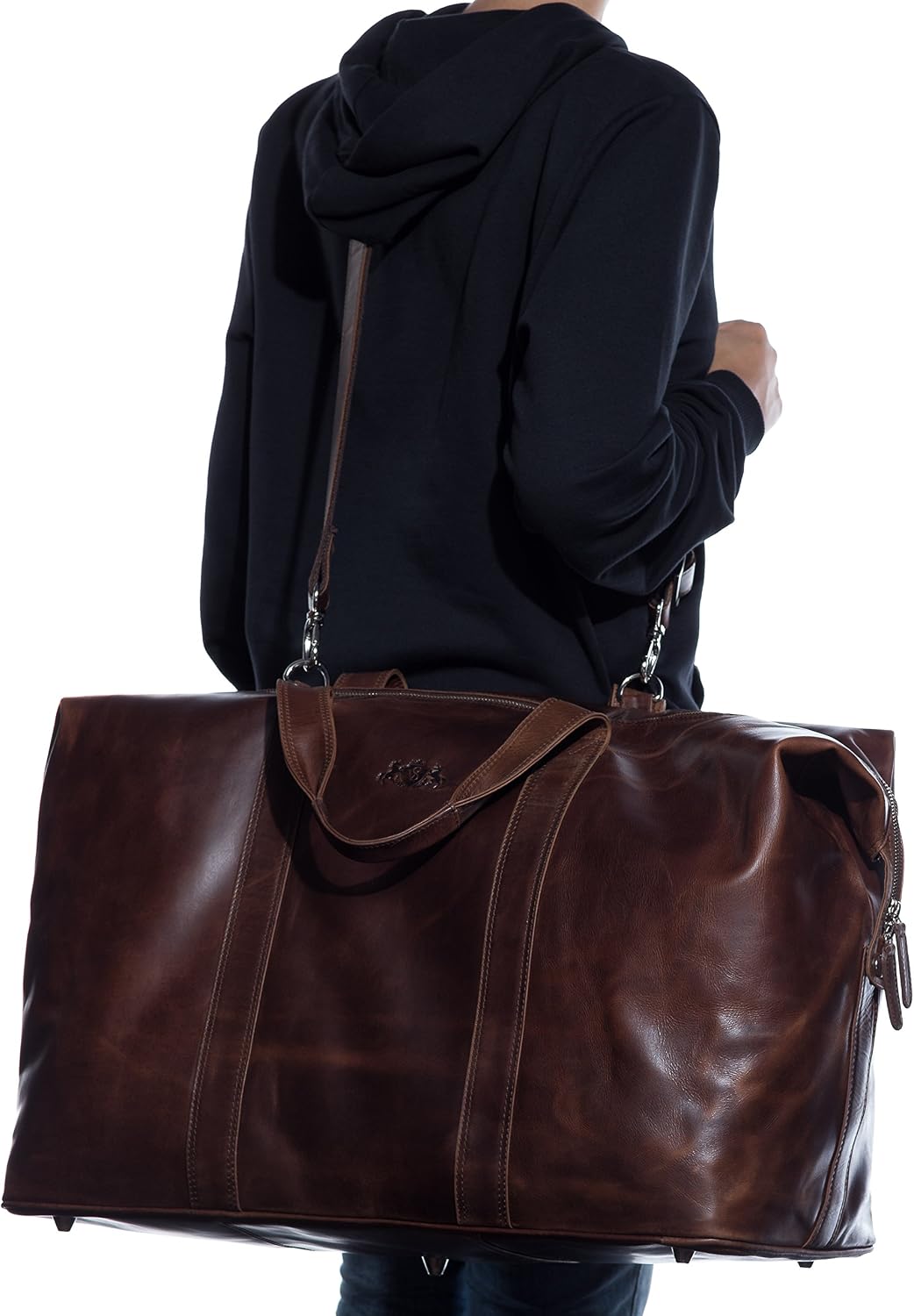 SID & VAIN Travel Bag Holdall Chester XXL Duffel Bag Real Leather 56 cm Weekender Duffle Leather Bag Men´s Bag - Image 4