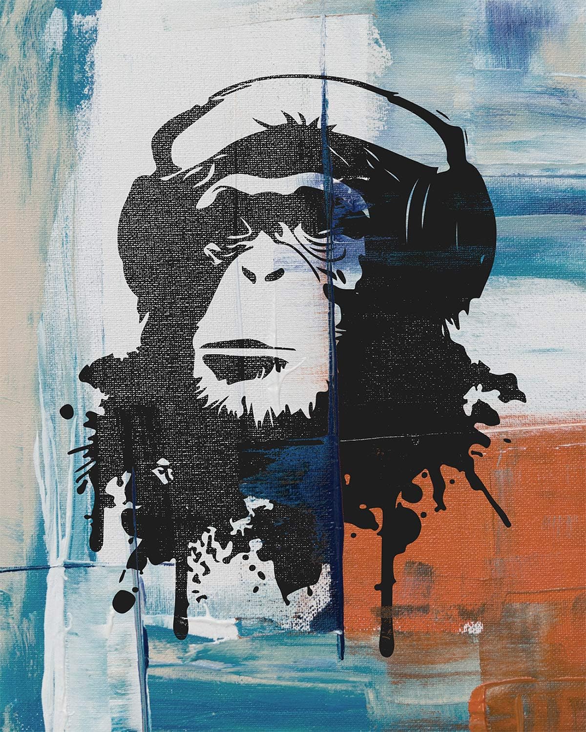 Monkey Wearing Headphones On An Abstract Background 8x10 Unframed Wall Decor Art Print Great