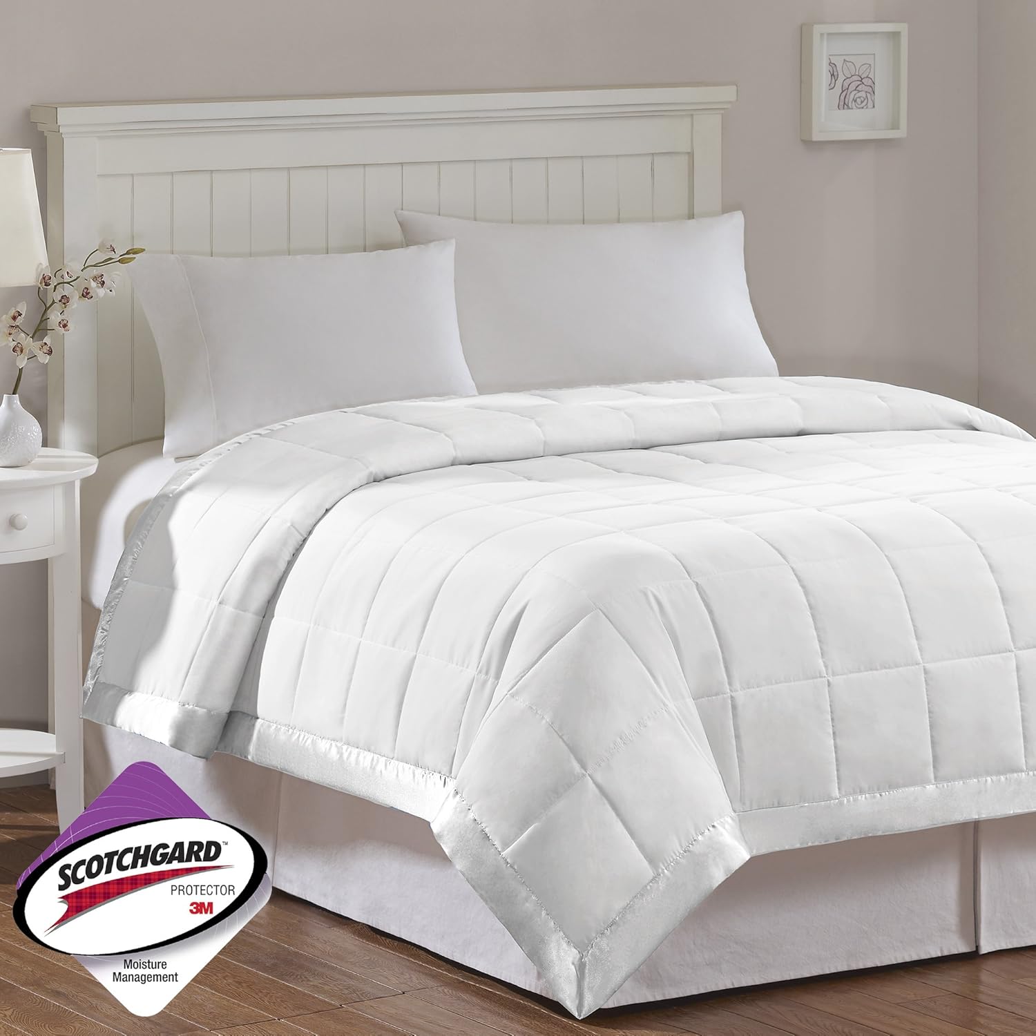 Madison Park Windom Microfiber Down Alternative Stain Resistant Blanket, Full/Queen, White