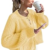 Hixiaohe Cardigan Sweater for Women Long Sleeve Button Y2K Chunky Knit Sweater Fall Casual Open Front Outwear Knitwear Coat