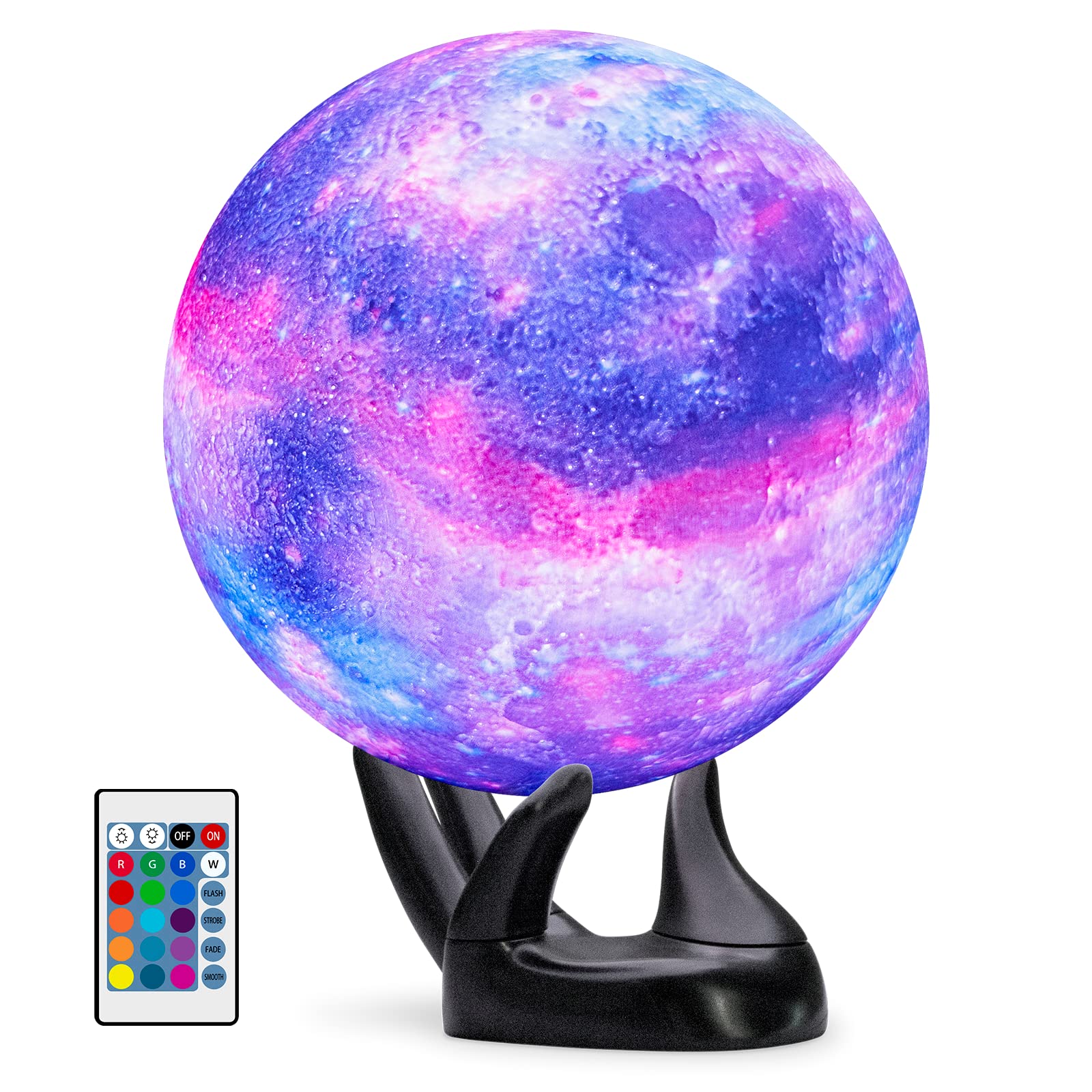 Photo 1 of BRIGHTWORLD 7.1inch Galaxy Lamp 16 Colors Moon Lamp 3D Printing, Remote & Touch Control USB Rechargeable, Birthday Gifts for Women Room Decor Aesthetic?Black Hand Base?