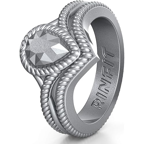 Silicone Wedding Ring for Women by Rinfit Rings - 2 Pack & Singles. Designed & Soft Women's Wedding Bands. Silicone Rubber. U.S. Design Patent Pending. Size 4-10