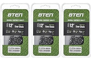 8TEN Micro Chisel Chainsaw Chain 12 Inch .043 1/4 64DL for Stihl 36700050064 HT 70 75 100 101 102 130 (3 Pack)
