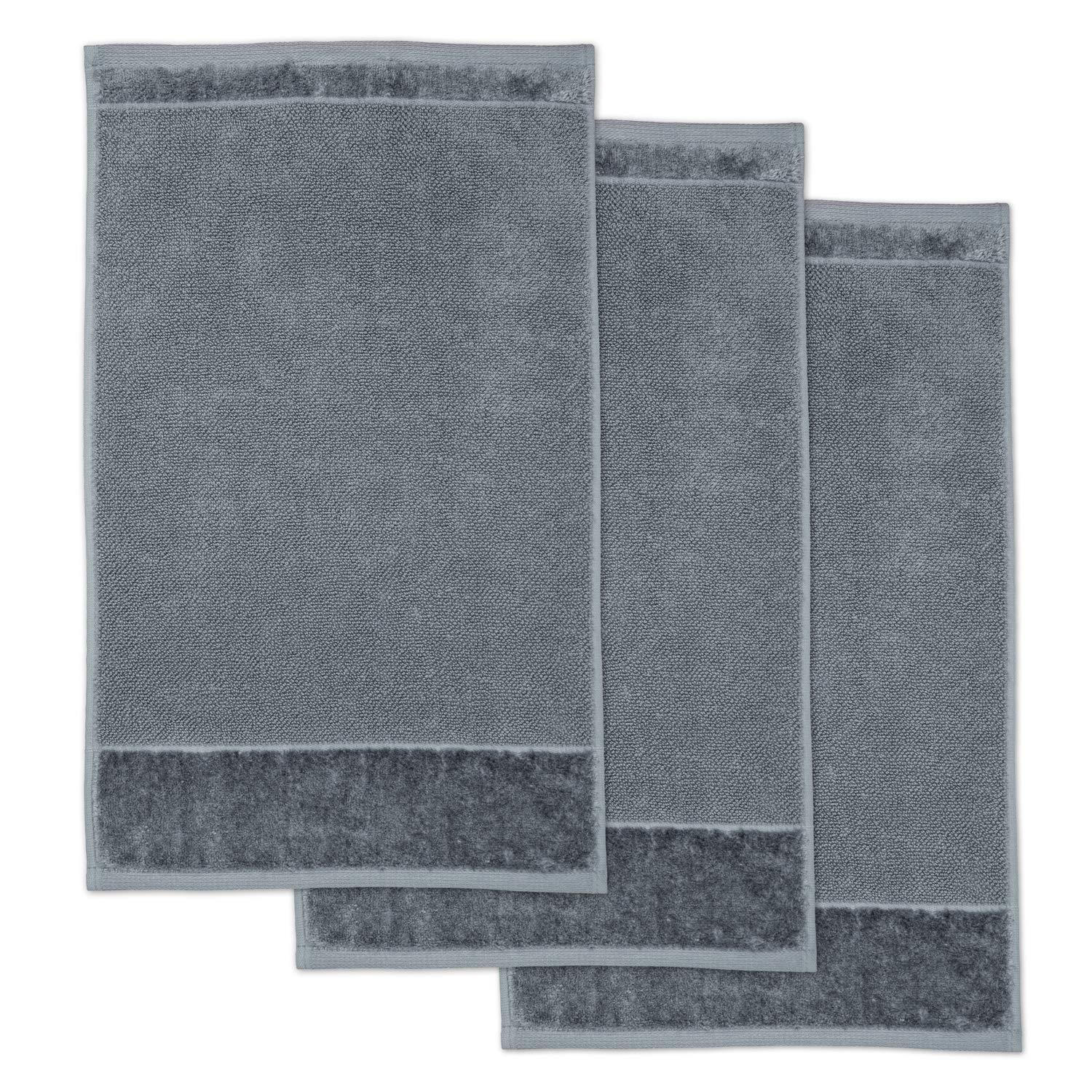 Möve Bamboo Luxe set of 3 guest towels 30 x 50 cm made of 60% cotton / 40% viscose from bamboo cellulose, stone