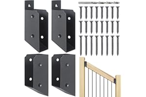 AECXM 201 Stainless Steel 2" x 4" (1 ½" x 3 ½" Actual) Deck Railing 30° Stair Connectors, for Deck Railing Stair Handrail Connection Installation Deck Railing Bracket (2 Pair-Black)