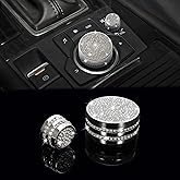 TOMALL Bling Sound Volume Knob Cover Compatible with Mazda 3 CX-30 ATENZA Center Console Multimedia Volume Knobs Cover Meida Audio Volume Button Cover Shiny Interior Bling Ring Decoration for Car