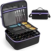 Chfine Acrylic Paint Organizer Holds 42 Bottles (2 fl oz), Craft Paint Organizer for Acrylic Painting with Foam Insert and Inner Storage Pocket, Ideal for Artists (Case Only)