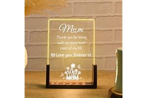 Allaugh Mother's Day Gifts for Mom from Daughter Son - Sentimental Acrylic Night Light with Engraved Message - Warm Bedside Lamp & Home Decor - Unique Birthday Gift for Mom Stepmom