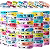 100 Pieces Motivational Wristbands Bulk for Student Colored Inspirational Rubber Bands Students Inspirational Bracelets Teacher for Kids Christmas Gift (Swirl Colours)