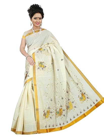 selvamani tex cotton kerala kasavu zari saree with blouse 