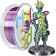 HELLO3D Silk Rainbow PLA 3D Printer Filament 1.75mm,Silk Shiny Fast Color Gradient Change Rainbow Multicolored 3D Printer Filament Metallic Gradient 3D Printing Materials 1KG Spool (2.2 lbs)