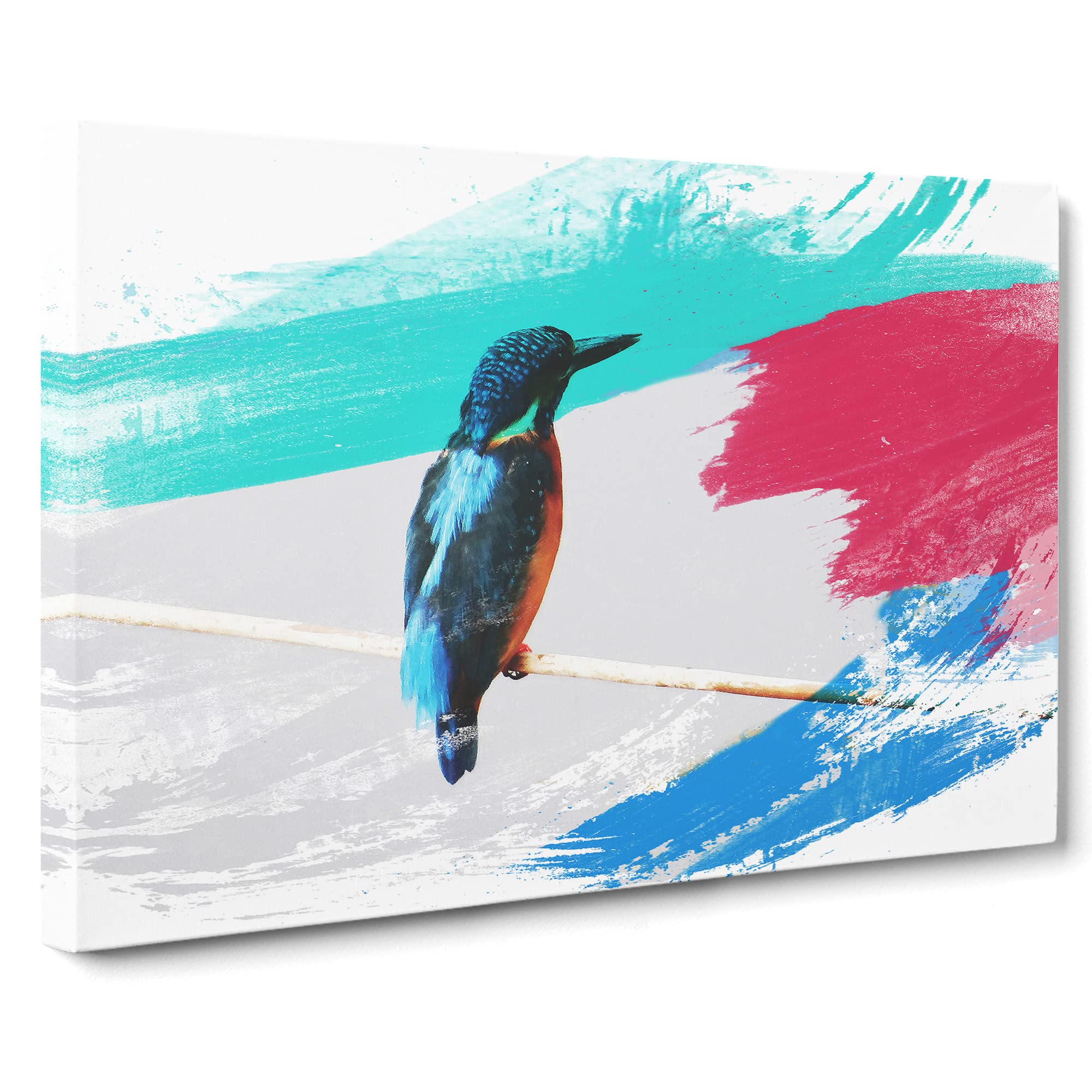 Kingfisher 2 V2 Canvas Print | Gallery Wrapped 30mm Frame Wall Art | 20x14 inches | Ready to Hang | Modern Bird Picture | Living Room Bedroom Lounge Office