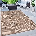 Rugshop Contemporary Palm Leaf Textured Flat Weave Easy Cleaning Outdoor Rugs for Deck,Patio,Backyard Indoor/Outdoor Area Rug