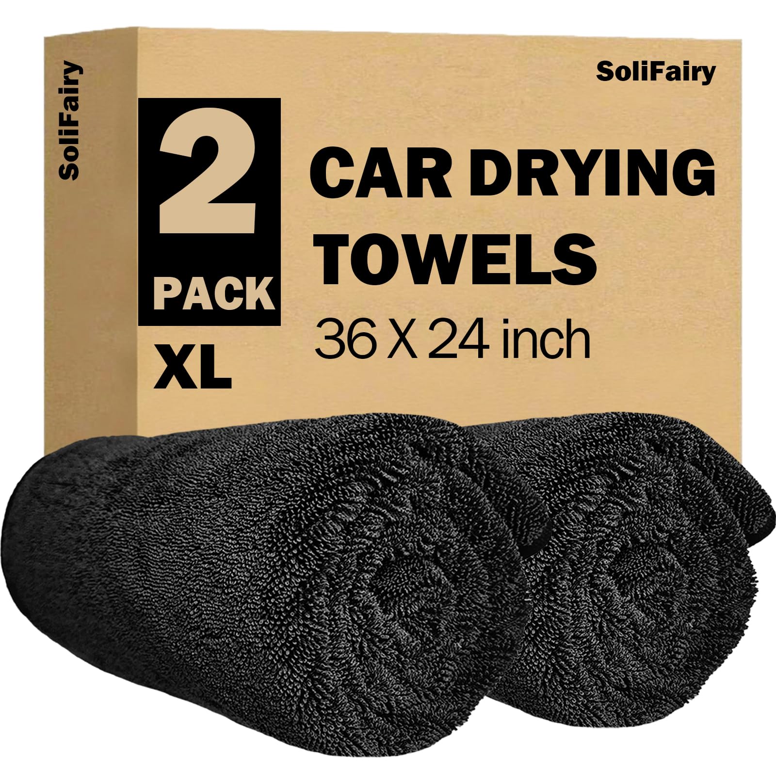 Photo 1 of **** ONLY 1 **** SoliFairy Car Drying Towel (36"x 24"/3ft x 2ft), 2 Pack Ultra Absorbent Microfiber Drying Towels for Cars, Leave No Streaks, Scratches or Water Spots, Extra Large Drying Towels Car Detailing for Cars