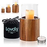 Lovdly Cremation Urn for Human Ashes | Keepsake Urns for Adult & Pet Ashes | Decorative Urn Made from Premium Wooden Base with Glass Top. Candles Not Included (Wood, Small Acacia)