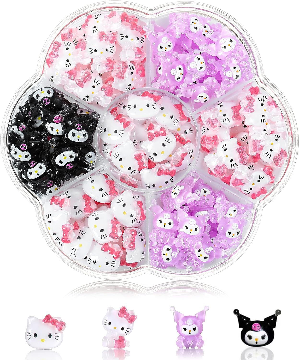 YAYAMIYA ネイルアートチャーム キティ サンリオ 70個セット 3D キティ ネイルデコレーション ジュエリーパーツ デコパーツ 立体 可愛い 手作り ハンドメイド 1箱の漫画の釘の装飾のかわいく大きい釘の石 宝石類の部品はハンドメイドの装飾の部品を制作する12色 (G1-9) の商品画像