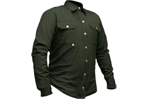 GREAT BIKERS GEAR - Mens Motorcycle Shirt Reinforced with Protective Aramid Lining Fabric Motorbike with Free CE Protectors