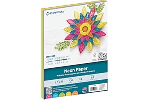 Printworks Neon Colored Paper, 24 lb, 5 Assorted Florescent Colors, FSC Certified, 100 Sheets, 8.5 x 11 Inch (00579), Single