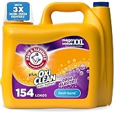 ARM &amp; HAMMER Plus OxiClean with Odor Blasters Liquid Laundry Detergent | Laundry Odor Remover, Attacks Stains, Fresh Burst Scent, 154 Loads, 200.2 Fl Oz