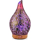 Porseme Essential Oil Diffuser 3D Firework Glass Aromatherapy Ultrasonic Humidifier Rose Gold,Auto Shut-Off,Timer Setting,BPA Free,Aroma Decoration for Home,Office,Gym,Spa,Premium Gift 100ML