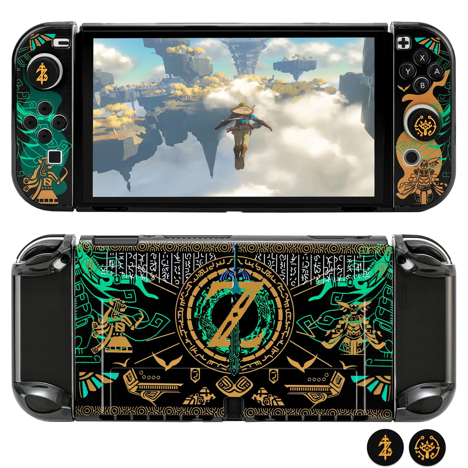 Tscope Protective Case for Nintendo Switch OLED, for Tears of The Kingdom Hard Shell Dockable Anti-Scratch Shockproof Slim Cover for OLED Consolo Joy-Cons (OLED Black)