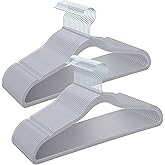 Plastic Coat Hangers 50-Pack,Non-Slip, Space Saving Closet Hangers for Dorm & Apartment - 360° Rotating, Heavy Duty, Durable (Grey)