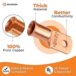 SELTERM 2pcs 2 AWG #10 Stud Copper Wire