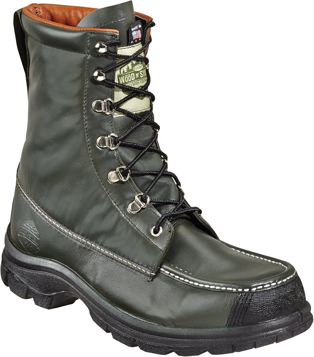 WOOD N' STREAM Men's 7001 Kangaroo 8" Boot, Green, 9 M
