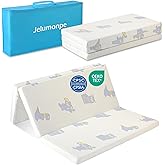 Jelumonpe Pack and Play Mattress 38"x26"x1.5",Trifold Portable Pack n Play Mattresses with Carry Bag，Waterproof Playpen Crib Mattress with Soft Breathable and Washable Cover for Baby Toddler/Animal