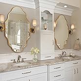 Fahomiss Scalloped Mirror for Bathroom - 20"x36" Gold Bathroom Mirror with Aviation Aluminum Alloy Frame & Shatter-Proof Glas