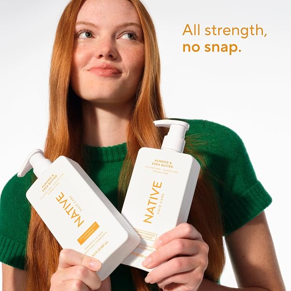 NATIVE SHAMPOO AND CONDITIONER CONTAIN NATURALLY DERIVED INGREDIENTS| ALL HAIR TYPE COLOR & TREATED, FINE TO DRY DAMAGED, SULFATE & DYE FREE – ALMOND & SHEA BUTTER, 16.5 FL OZ EACH (2 PACK)