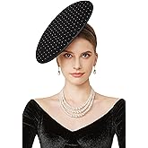 Coucoland Fascinators Hats for Women - Tea Party Cocktail Fascinator Velvet Flat Kentucky Derby Funeral Hat for Party