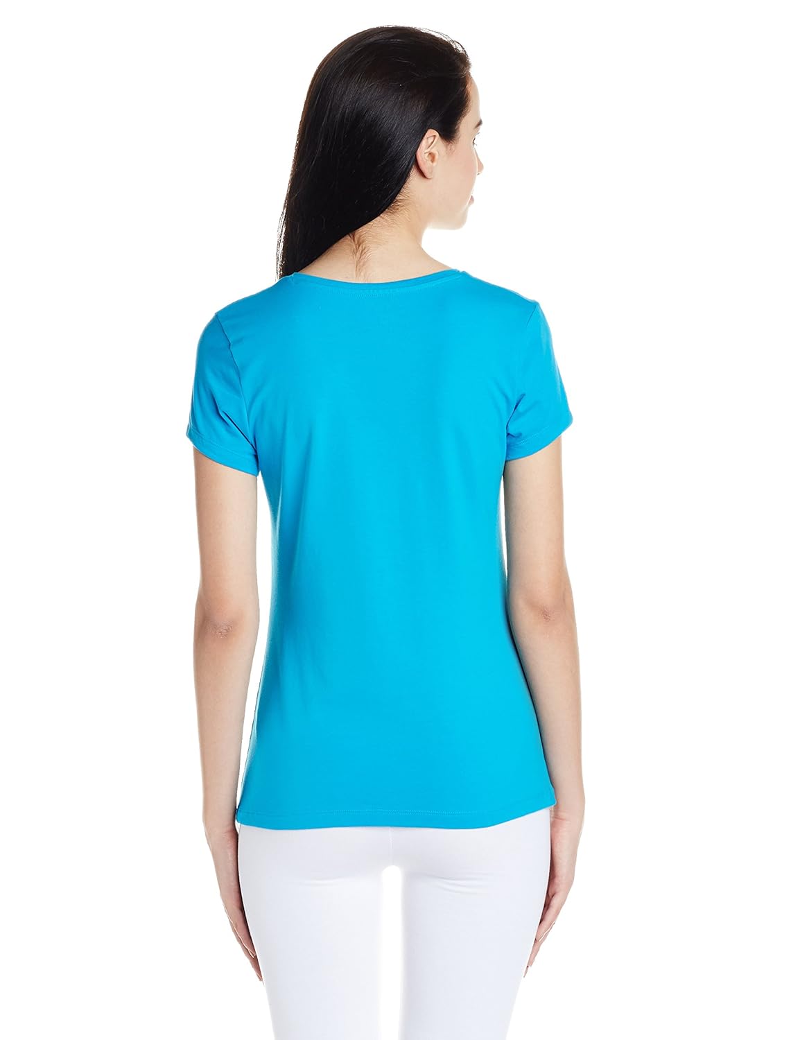 jockey women's cotton v-neck tee (1359-0105-hawoc_turquoise_medium)