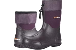 HISEA Men's Rain Boots, Garden Boots Ankle High Waterproof Neoprene Rubber Mud Boots