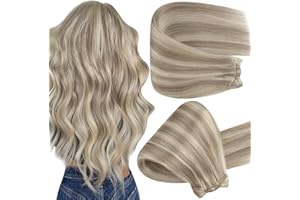 Full Shine Weft Hair Extensions Human Hair 24 Inch 130 Grams Color P18/613 Ash Blonde Highlight Bleach Blonde Sew In Extensio