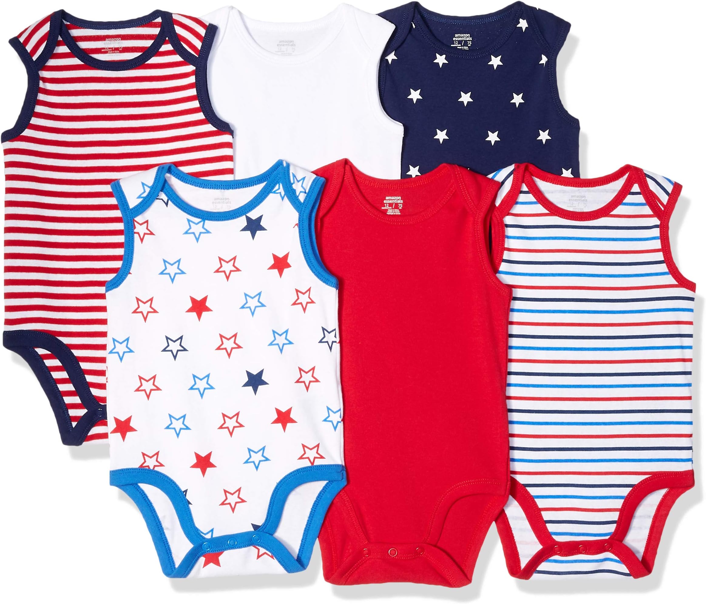 Amazon Essentials Girls' Infant 6-Pack Sleeveless Bodysuits
