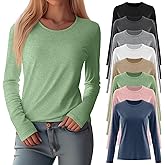 Oakgarden 8 Pack Womens Long Sleeve Shirts Casual Basic Tops Crew Neck Undershirts Stretch Layering Tee Shirts 2026 Fashion