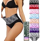 MEIDAYAI Womens Underwear Cotton Tummy Control High Waisted Underwear Soft Breathable Full Coverage Panties Multipack