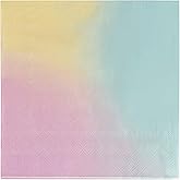 BLUE PANDA Rainbow Paper Napkins - 2-Ply Absorbent Pastel Party Napkins for Rainbow Birthday Events - 6.5 x 6.5 in Folded - Pack of 150