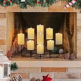 Candeldo Candelabra Fireplace Candle Holder: Black Metal Pillar Candle Holders for Inside Fireplace Mantle Decor Floor Candelabras Table Centerpiece