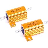 LM YN 10 Watt 50 Ohm 5% Wirewound Resistor Electronic Aluminium Shell Resistor Gold (Pack of 2)