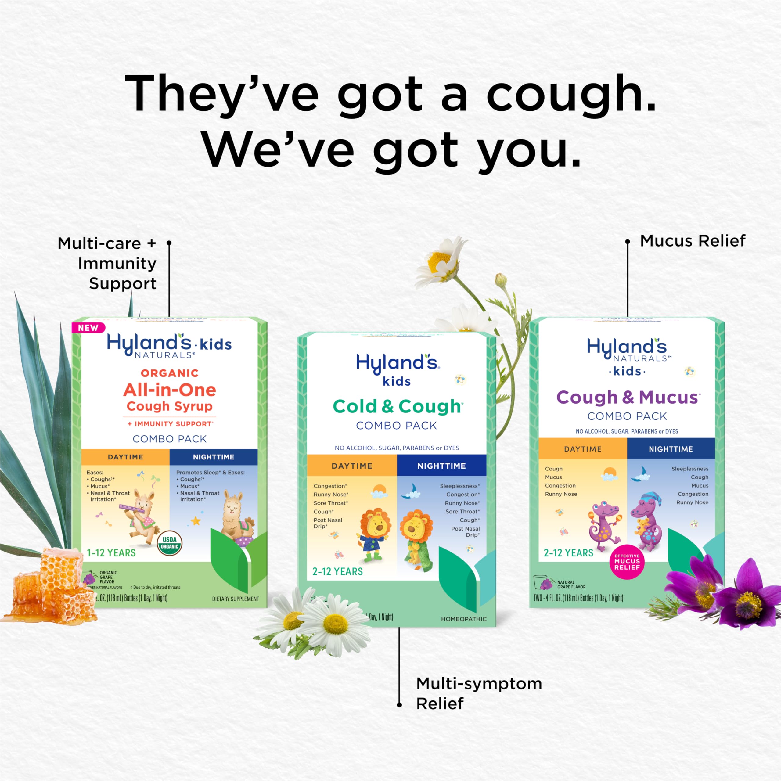 Hyland's Kids Cold and Cough, Daytime Grape Flavor Cough Syrup Medicine for Kids Ages 2 and up, Decongestant, Sore Throat Relief, Natural Treatment for Common Cold Symptoms, 4 Fl Oz