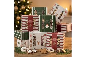 ZICOTO Beautiful Christmas Cookie Boxes Set Of 9 - Cute Containers Are Perfect To Share Delicious Homemade Cookies, Candy Or Cupcakes With Friends & Family - Sturdy Tins With Lids For Holiday Gift Giving