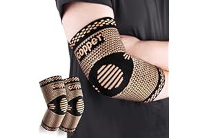 VLELA Copper Elbow Sleeve,Elbow Compression Sleeve, Elbow Brace For Tendonitis and Tennis Elbow,Golfers, Arthritis, Bursitis. Elbow Pain Relief,Weightlifting, Fit for Men & Women